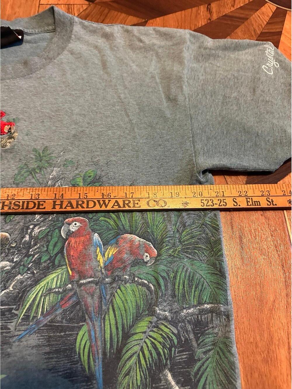 Vintage Habitat T Shirt Mens L Short Sleeve Crew Neck Rainforest Parrots - Picture 5 of 7